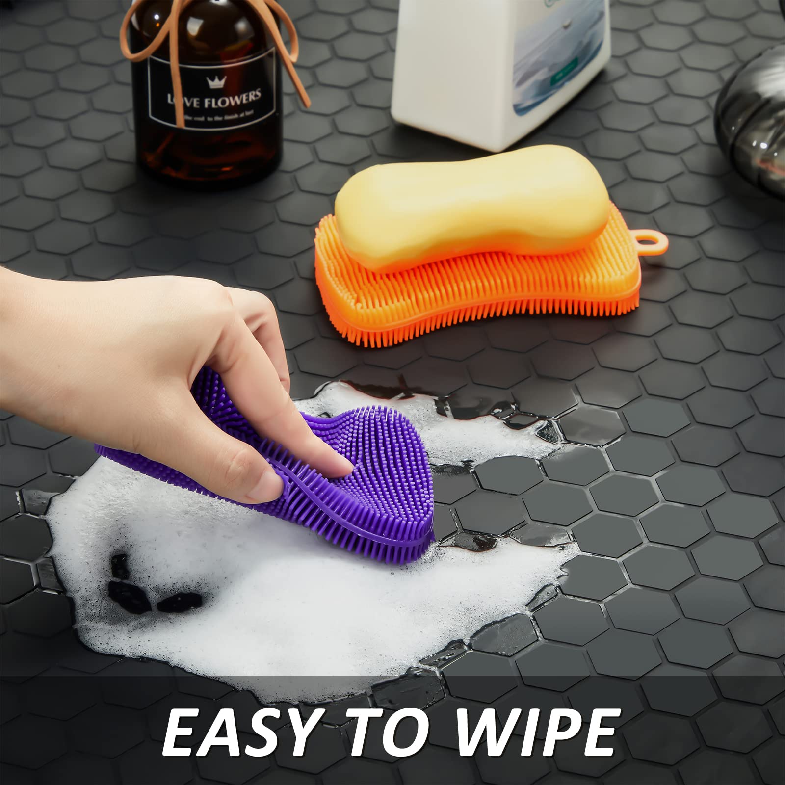 Waterproof Under Sink Mat, 34'' X 22'' Silicone Under Sink Liner Cabinet Mat Protector/Drips Leaks Spills Tray For Kitchen Bathr